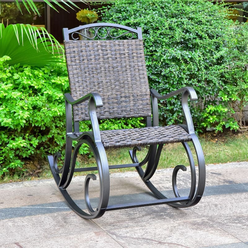 International Caravan Ibiza Aluminum Porch Rocker - dark cafe