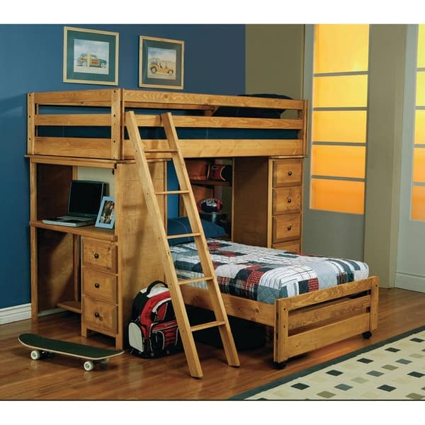Shop Wrangle Hill Twin Over Full Loft Bed With Desk Overstock