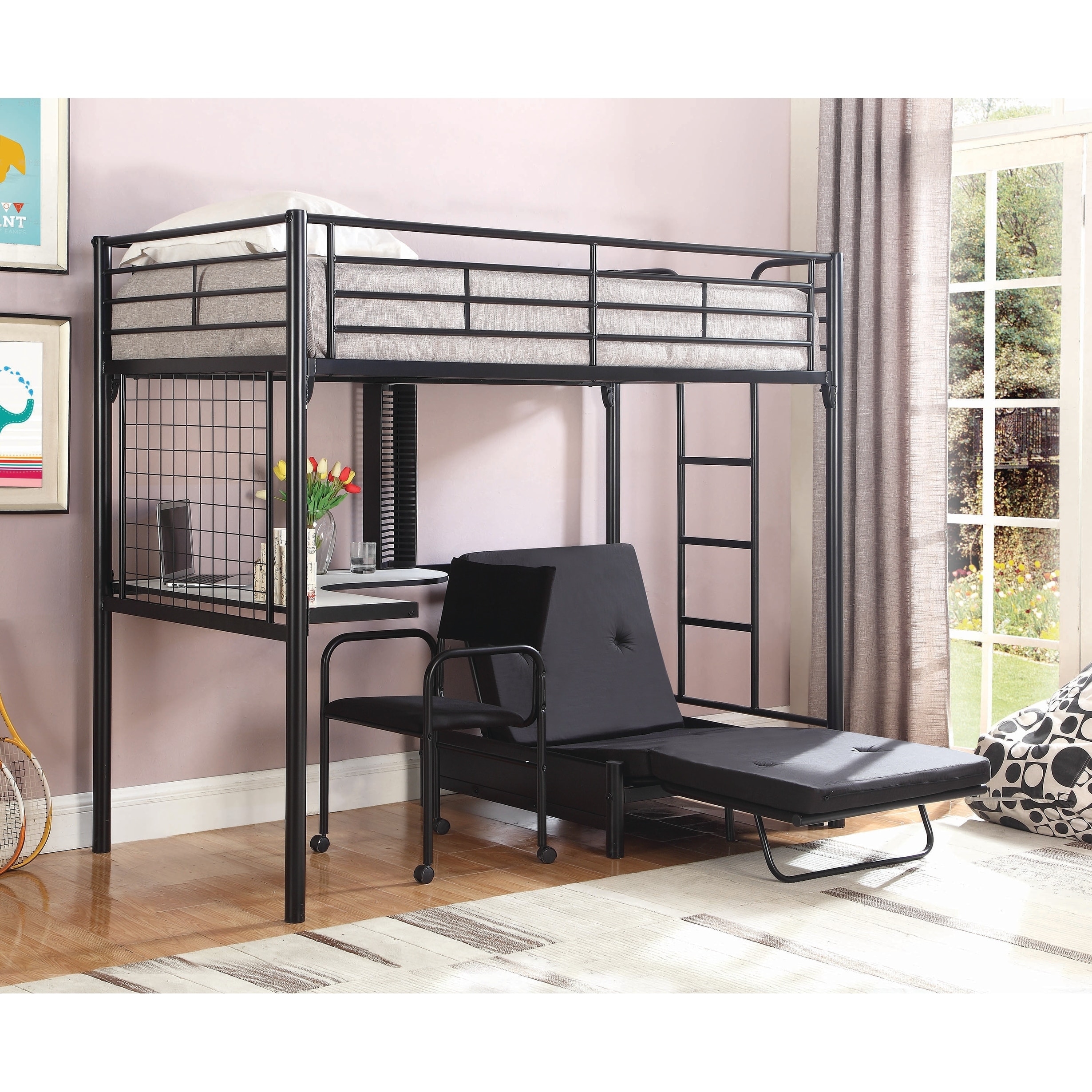 bunk bed with chair and desk