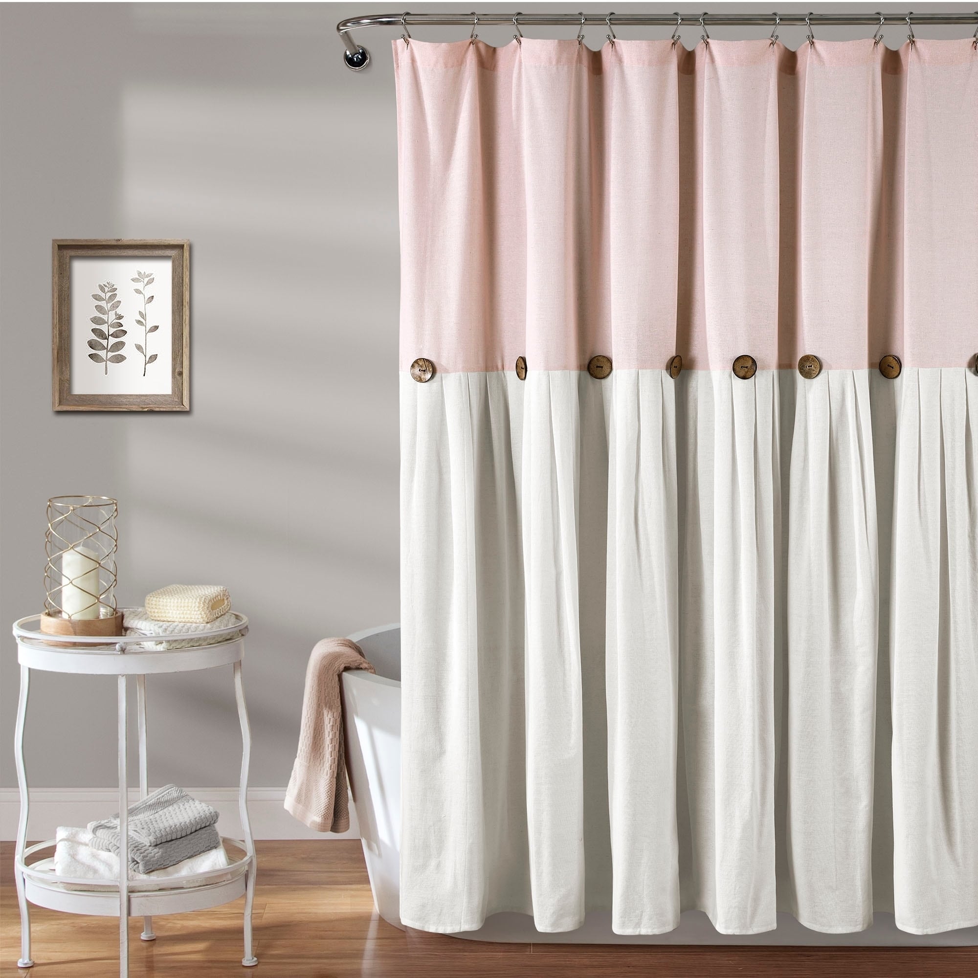 Shop Lush Decor Linen Button Shower Curtain On Sale Free
