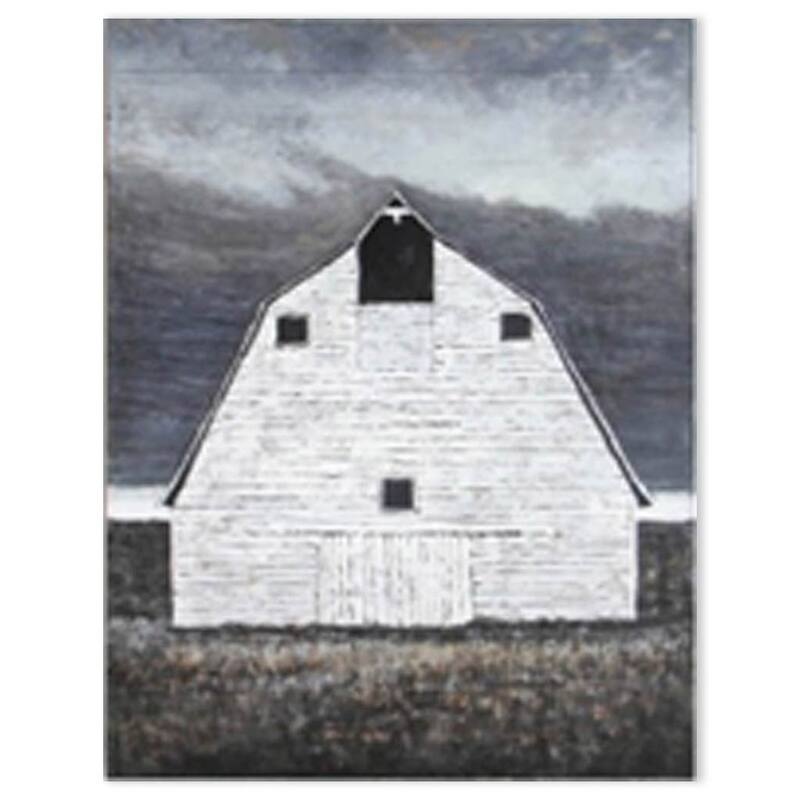 Sawmill Creek 42x62 Farmhouse White Barn Original Hand Painted on Wood Oil Painting