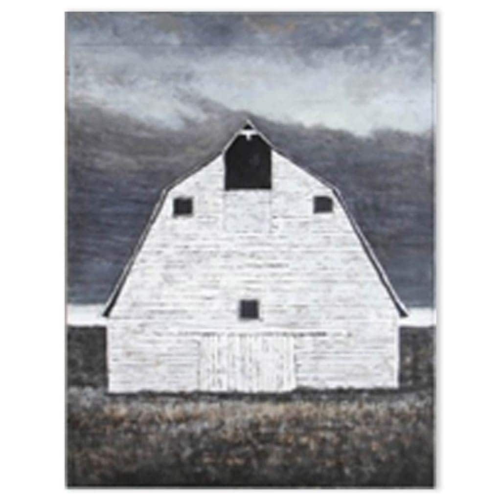 Sawmill Creek 42x62 Farmhouse White Barn Original Hand Painted on Wood Oil Painting