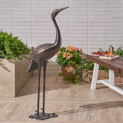 Scarlet Outdoor 43 Inch Cast Aluminum Crane Statue by Christopher Knight Home