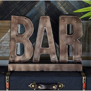 Brown Metal Bar Decorative Sign with LED Lights