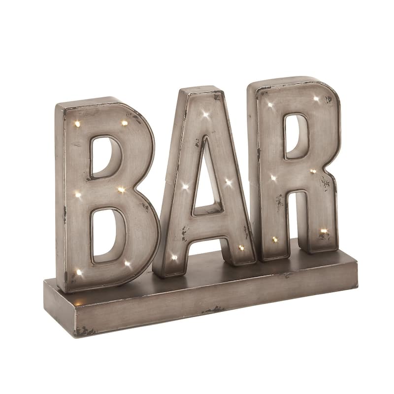 Brown Metal Bar Decorative Sign with LED Lights