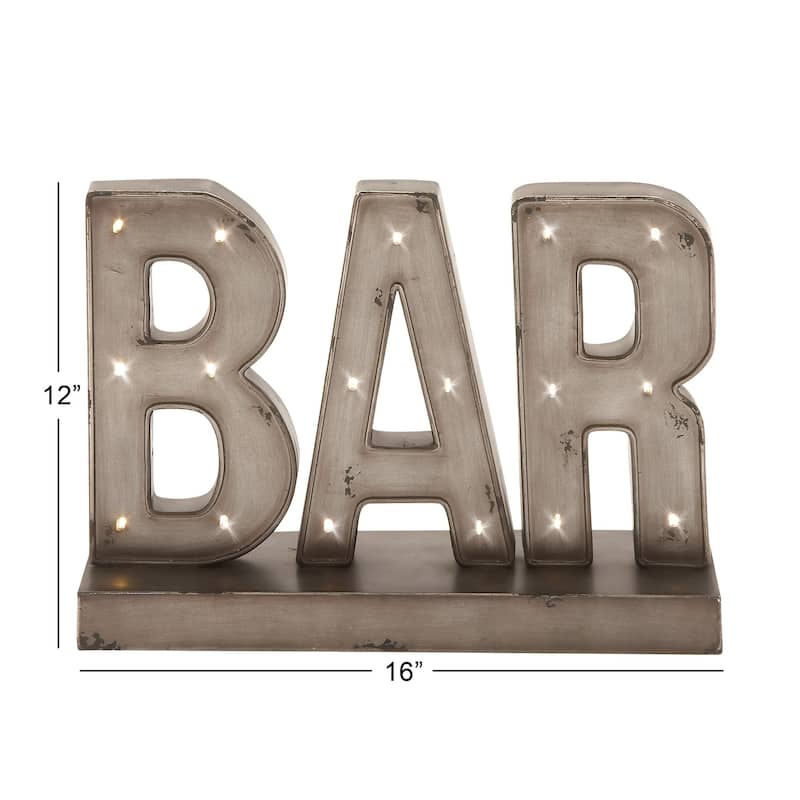 Brown Metal Bar Decorative Sign with LED Lights