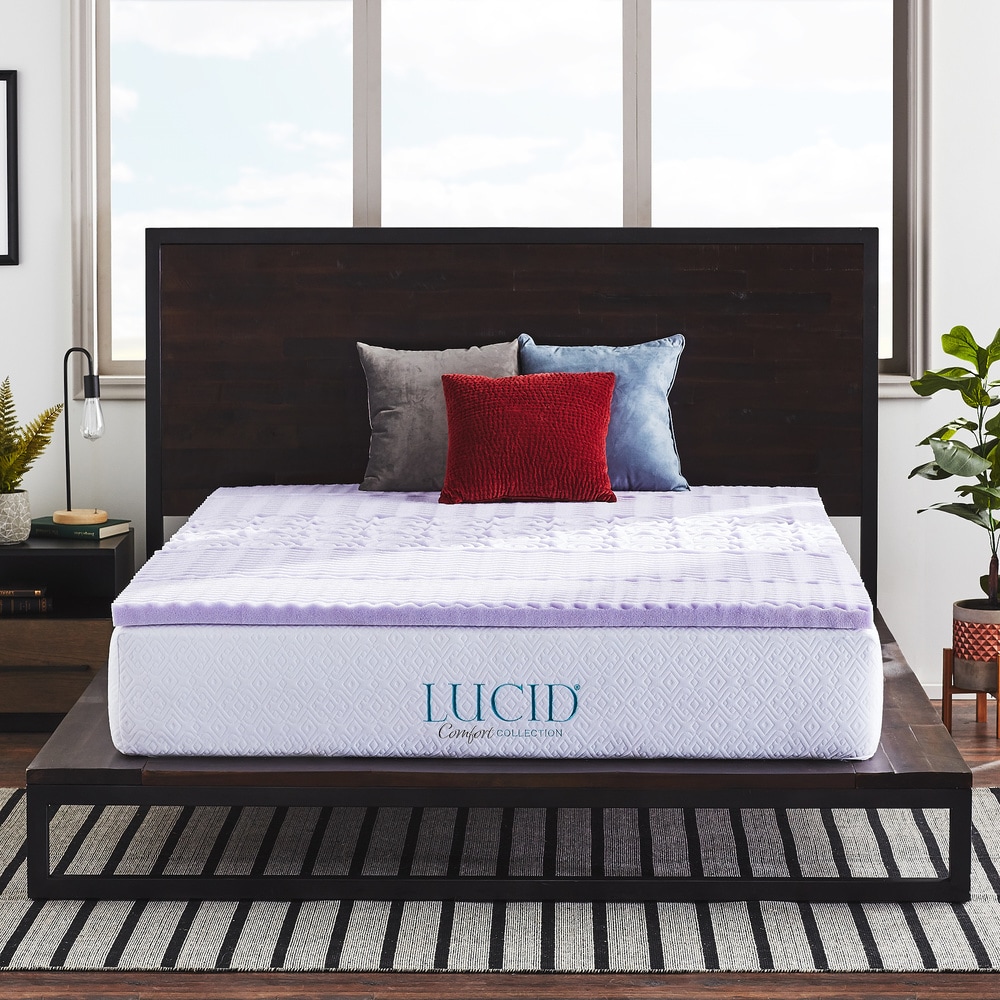 2-inch Zoned Memory Foam Mattress Topper by Lucid - Lavender