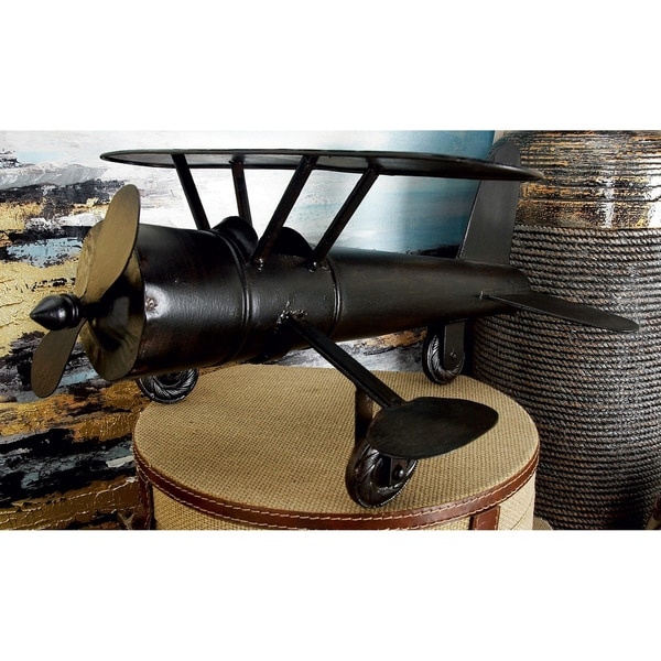 Brown Metal Airplane Decorative Sculpture - 18 x 15 x 9