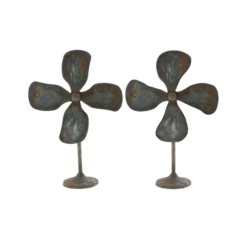 Grey Iron Industrial Sculpture (Set of 2) - 10 x 4 x 15