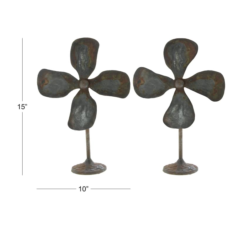 Grey Iron Industrial Sculpture (Set of 2) - 10 x 4 x 15