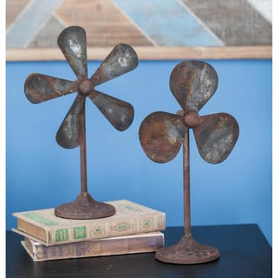 Grey Iron Industrial Sculpture (Set of 2) - 10 x 4 x 15