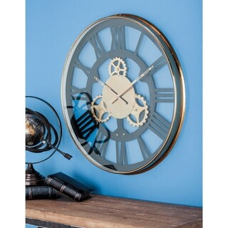 Black Stainless Steel Gear Wall Clock