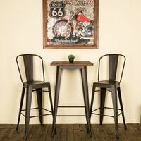 Carbon Loft Greenwood Farmhouse Metal Bar Table With Wood Top