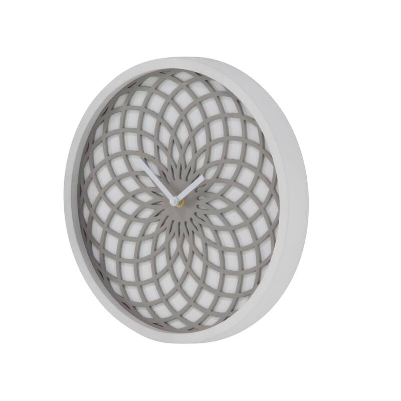 Contemporary Latticed Black Wooden Wall Clock