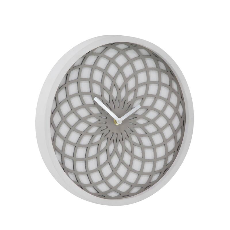 Contemporary Latticed Black Wooden Wall Clock