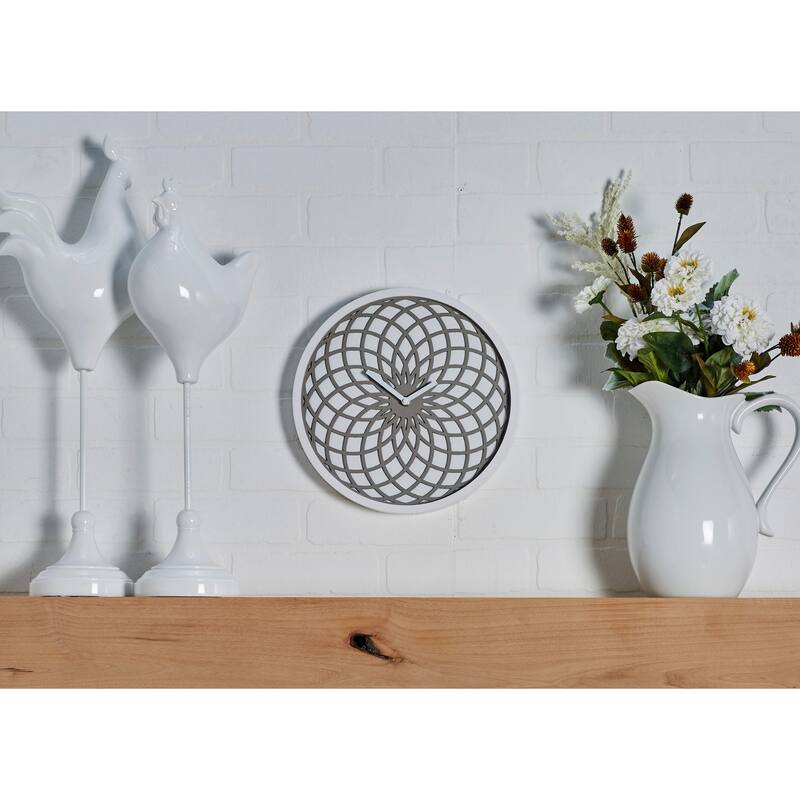 Contemporary Latticed Black Wooden Wall Clock