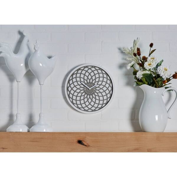 Contemporary Latticed Black Wooden Wall Clock