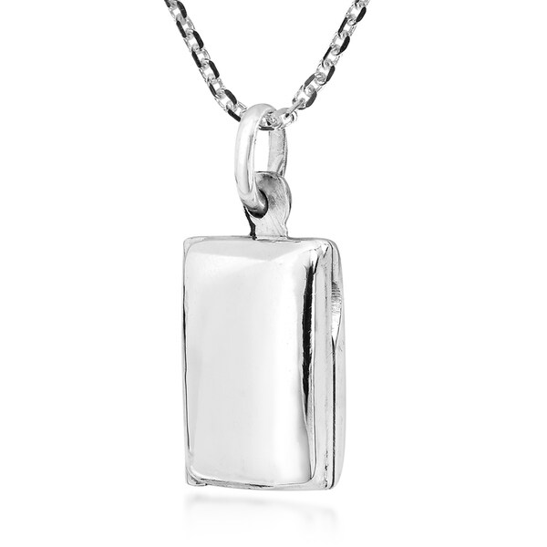 Cute /& Engravable Rectangular Locket Sterling Silver Necklace
