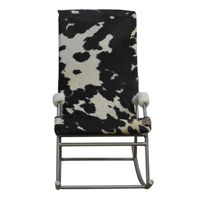Overstock Cowhide Rocking Chair HOLDEN in Black and White