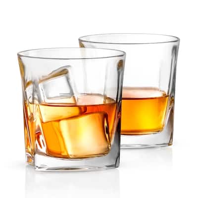 JoyJolt Luna Non-Leaded Crystal, Old Fashioned Whiskey Glass, 10.5 Ounce Set of 2