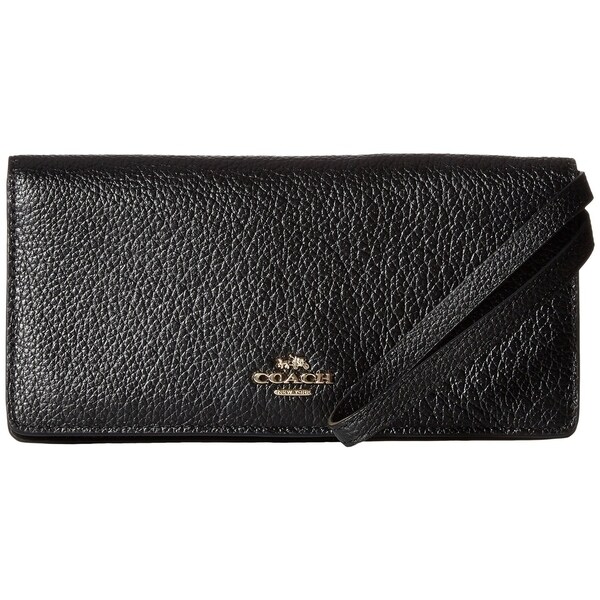 Shop COACH Pebbled Leather Slim Wallet Light/Black - Free Shipping Today - Overstock - 21018913