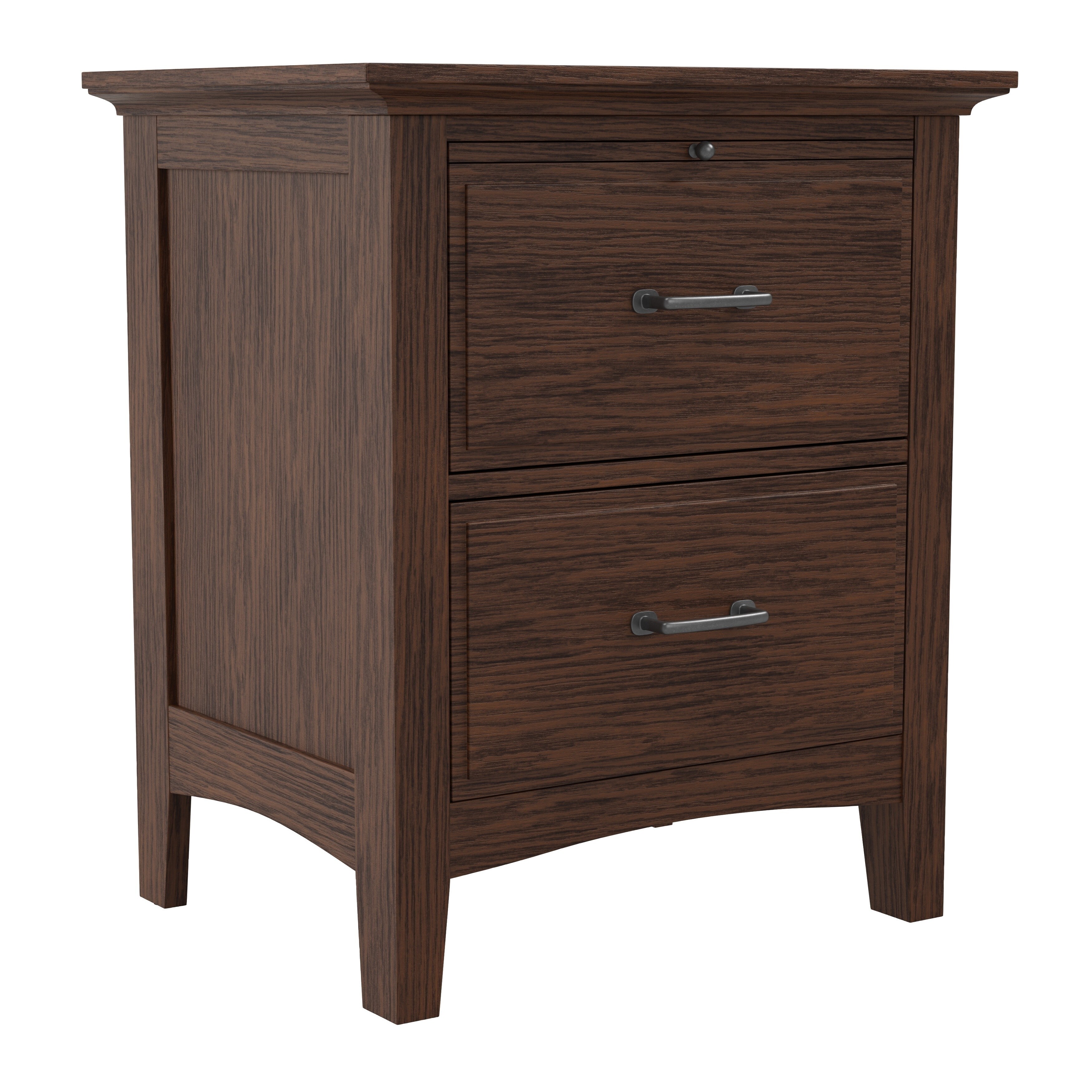 Modern Mission Bedroom 2 Drawer Nightstand with Tray in Vintage Oak 2