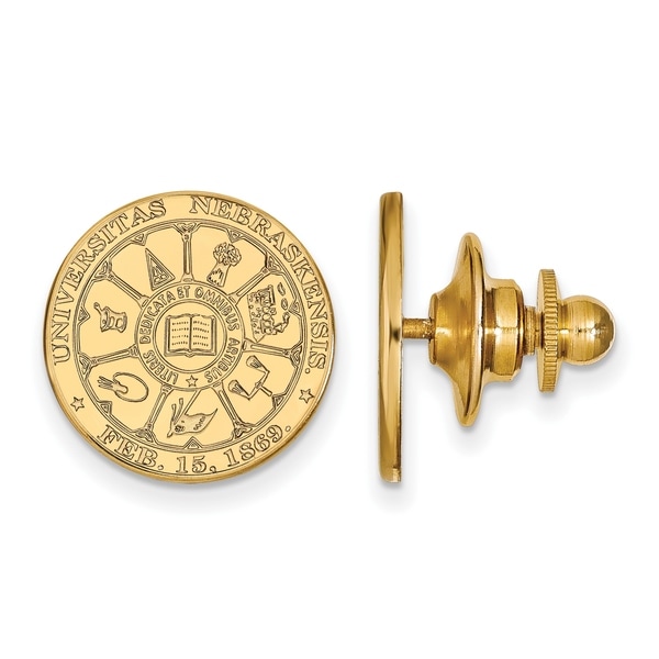 Versil Sterling Silver With Gold Plating LogoArt University of Nebraska Crest Lapel Pin