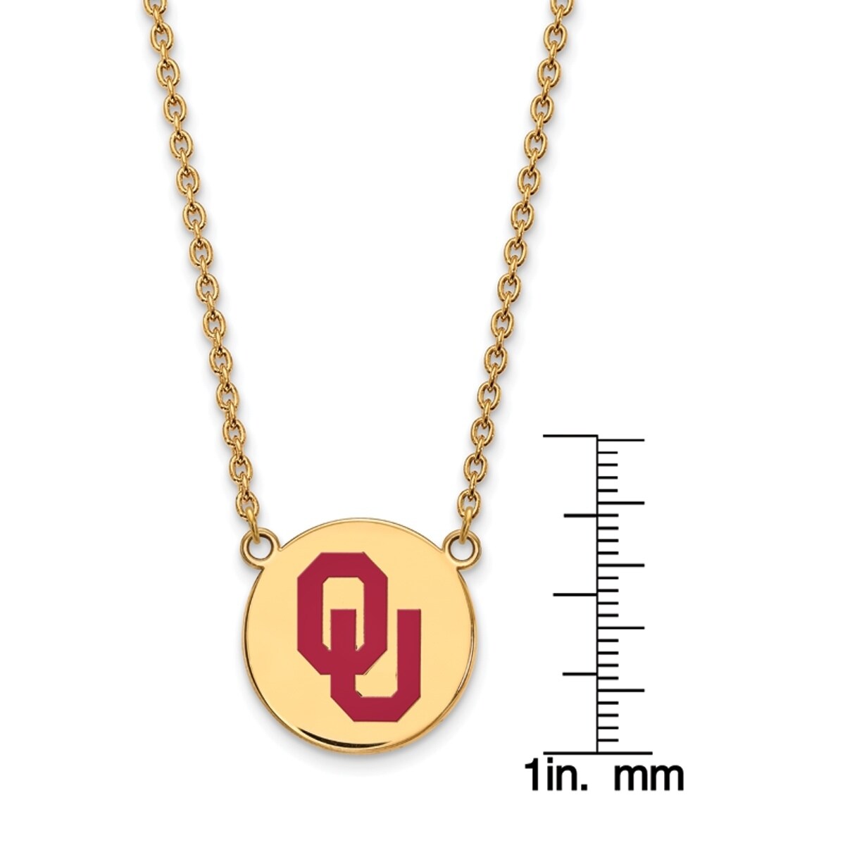 18 Gold-Plated Sterling Silver Oklahoma Large Disc w/Necklace by LogoArt 