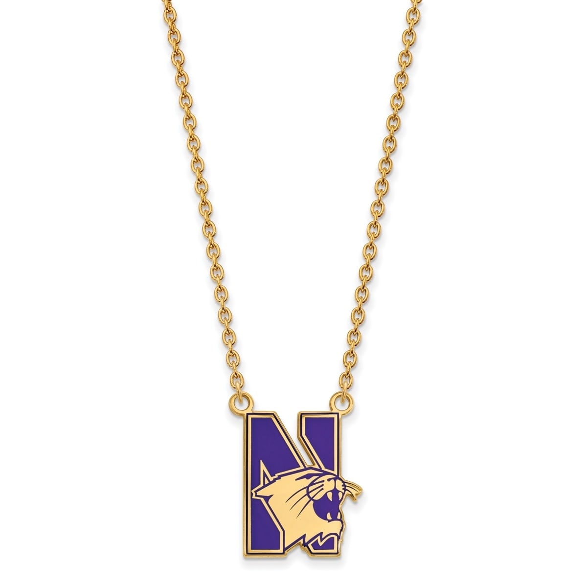 Collegiate Northwestern University Sterling Silver LogoArt Northwestern University Large Pendant