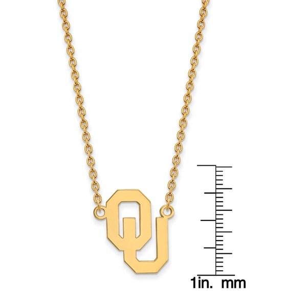 Sterling Silver Gold Plating LogoArt Oklahoma Large Pendant with Necklace by Versil