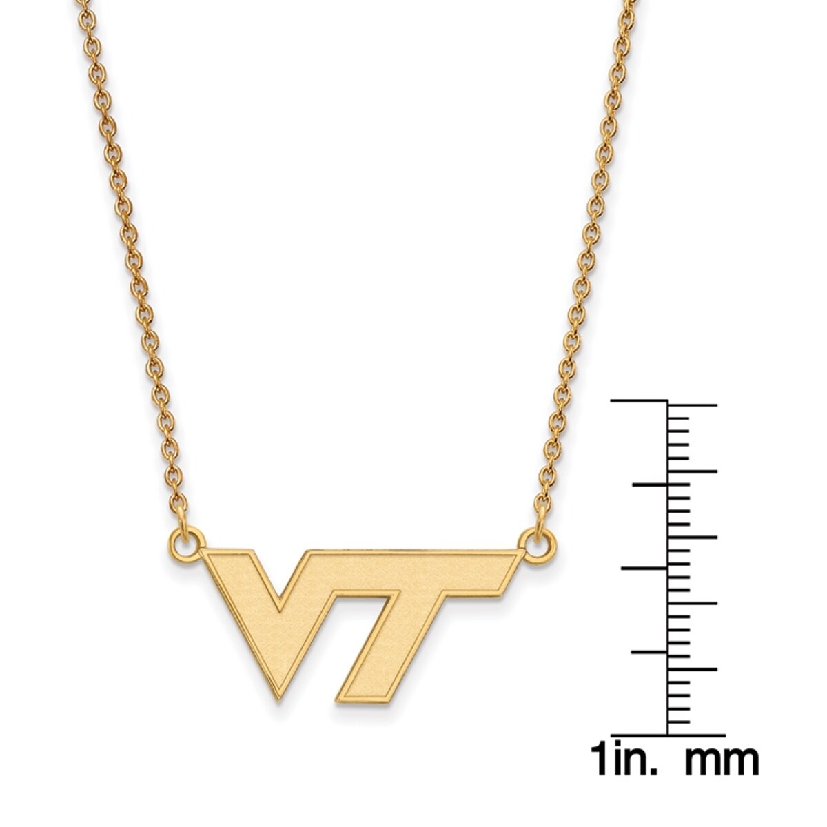 18 Gold-Plated Sterling Silver Virginia Tech Medium Pendant w/Necklace by LogoArt 