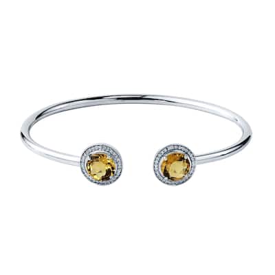 Auriya 3 1/2ct Yellow Citrine Gold over Silver Bangle Bracelet with Diamond Accents