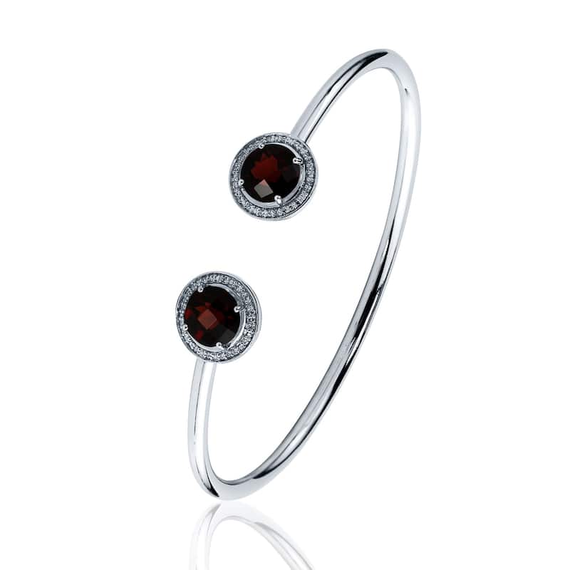 Auriya 4 1/4ct Red Garnet Gold over Silver Bangle Bracelet with Diamond Accents