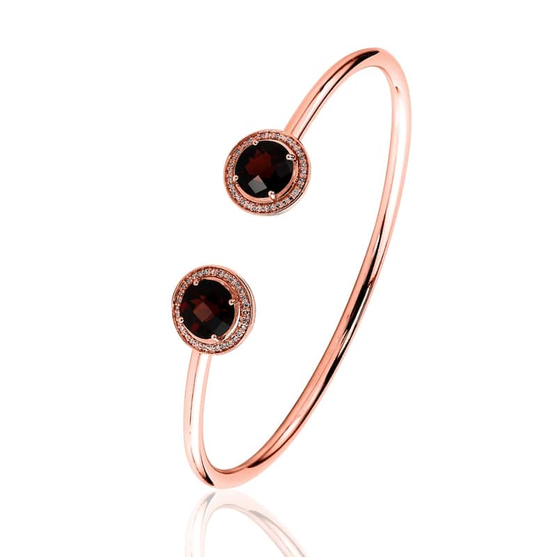 Auriya 4 1/4ct Red Garnet Gold over Silver Bangle Bracelet with Diamond Accents