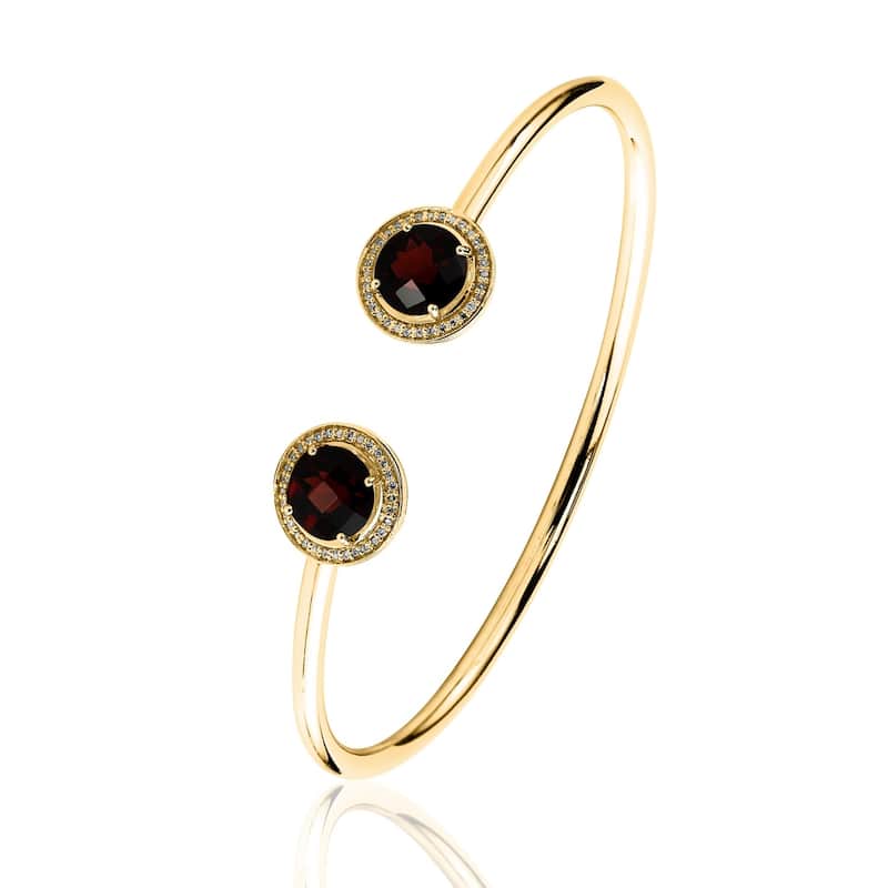 Auriya 4 1/4ct Red Garnet Gold over Silver Bangle Bracelet with Diamond Accents