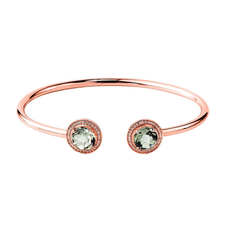 Auriya 3 1/2ct Green Amethyst Gold over Silver Bangle Bracelet with Diamond Accents