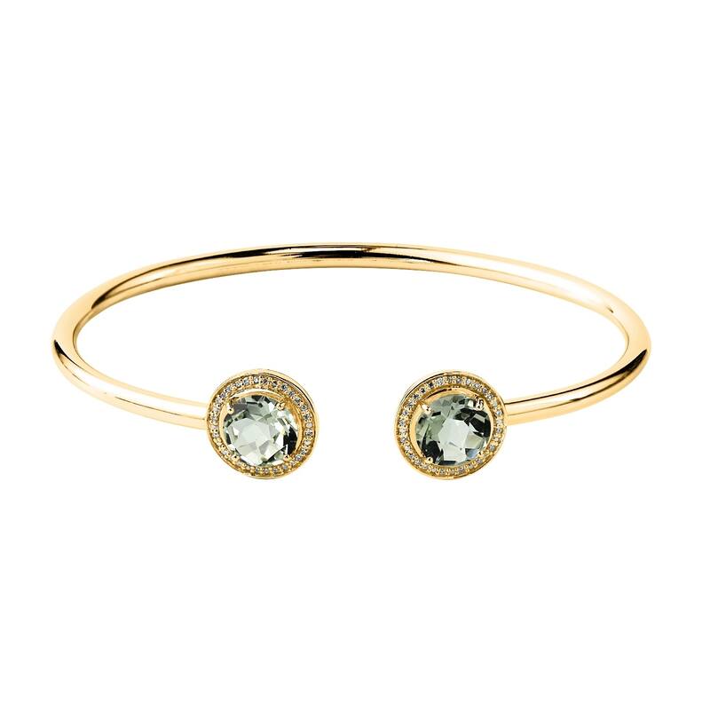 Auriya 3 1/2ct Green Amethyst Gold over Silver Bangle Bracelet with Diamond Accents