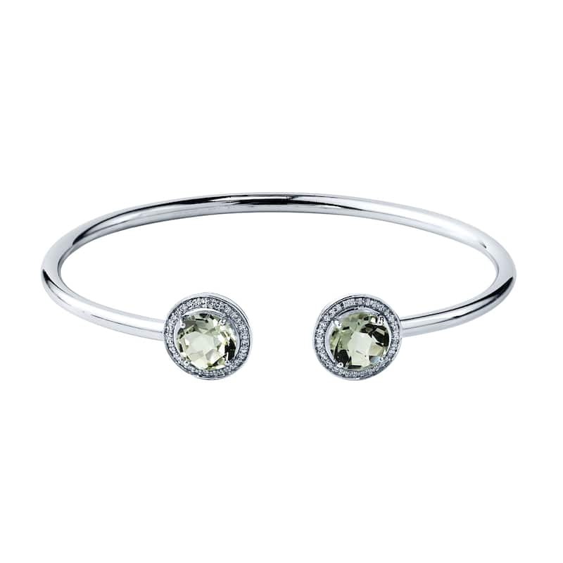 Auriya 3 1/2ct Green Amethyst Gold over Silver Bangle Bracelet with Diamond Accents