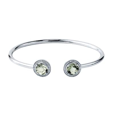 Auriya 3 1/2ct Green Amethyst Gold over Silver Bangle Bracelet with Diamond Accents