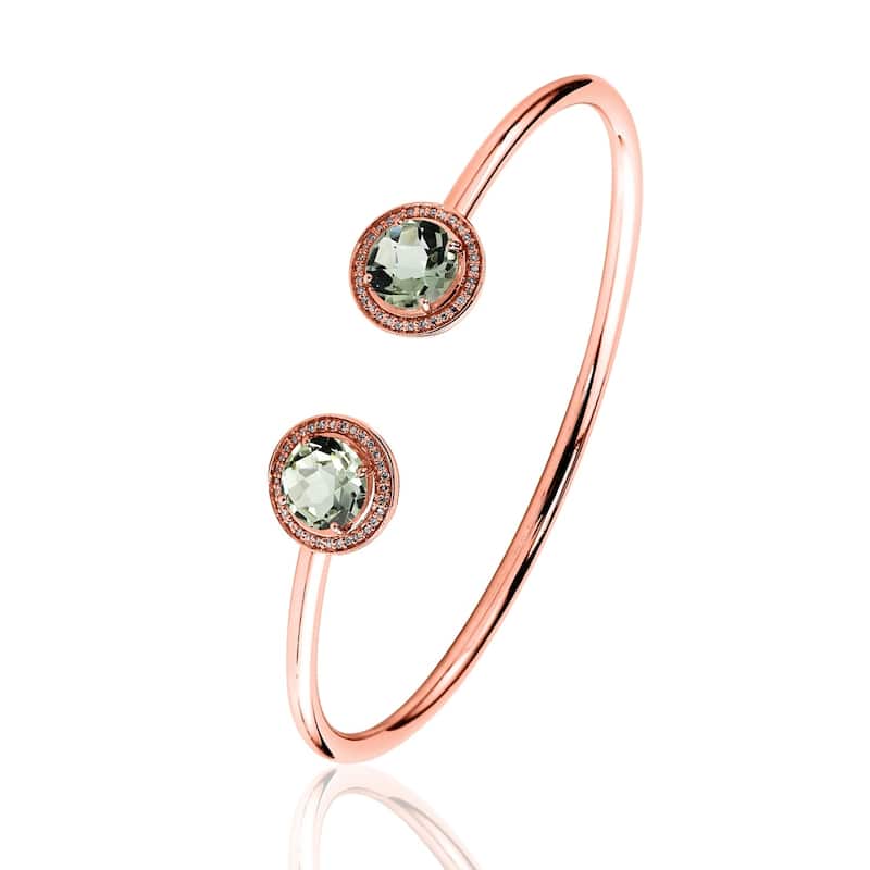 Auriya 3 1/2ct Green Amethyst Gold over Silver Bangle Bracelet with Diamond Accents