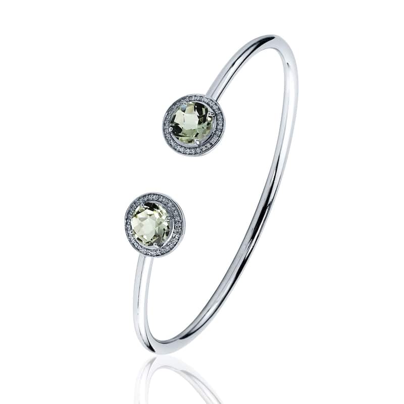 Auriya 3 1/2ct Green Amethyst Gold over Silver Bangle Bracelet with Diamond Accents