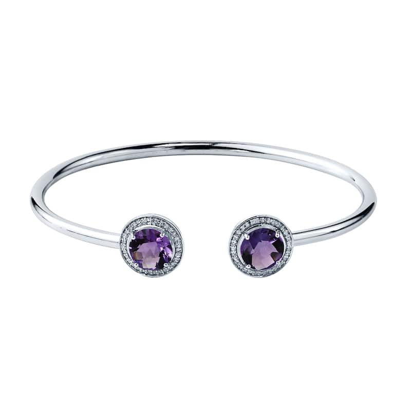 Auriya 3ct Purple Amethyst Gold over Silver Bangle Bracelet with Diamond Accents