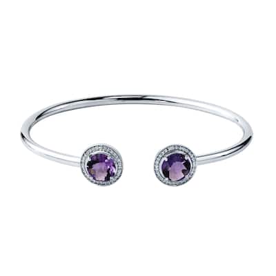 Auriya 3ct Purple Amethyst Gold over Silver Bangle Bracelet with Diamond Accents