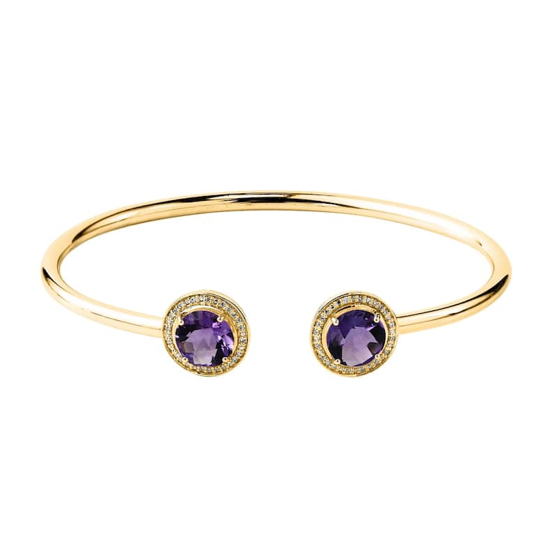 Auriya 3ct Purple Amethyst Gold over Silver Bangle Bracelet with Diamond Accents