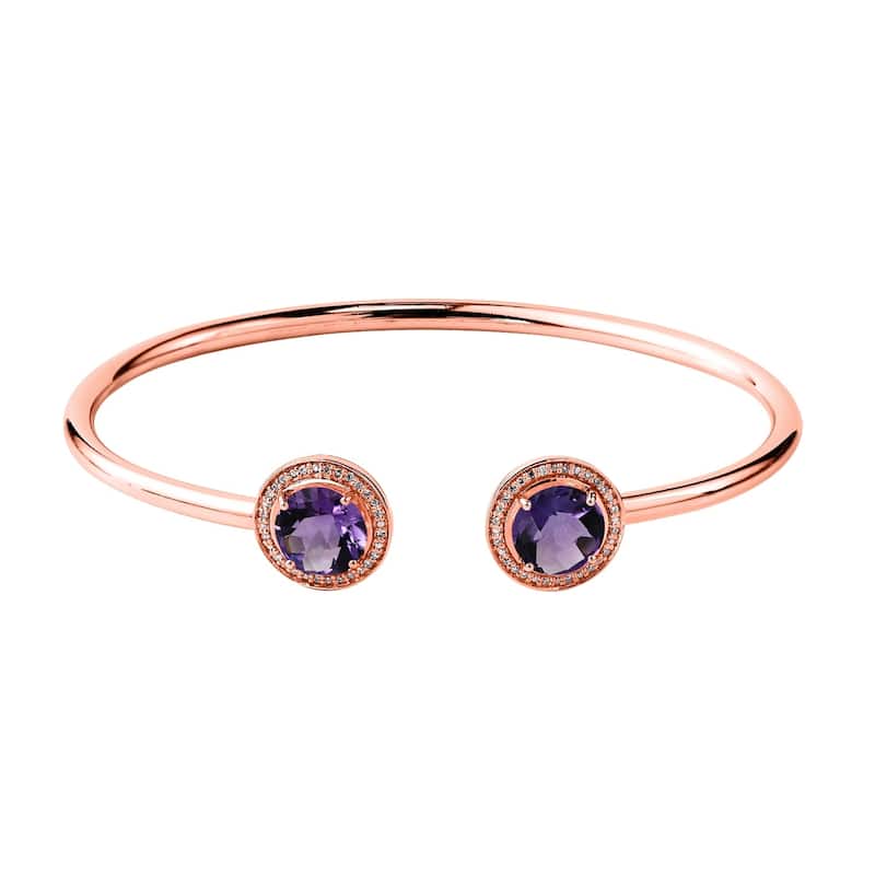 Auriya 3ct Purple Amethyst Gold over Silver Bangle Bracelet with Diamond Accents