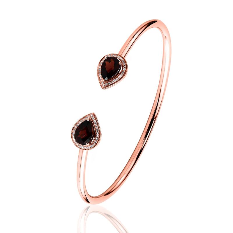 Auriya 2 3/4ct Pear-cut Red Garnet Gold over Silver Bangle Bracelet with Diamond Accents