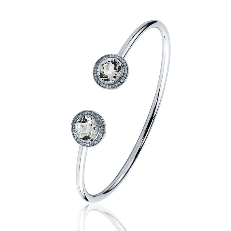 Auriya 4 1/4ct White Topaz Gold over Silver Bangle Bracelet with Diamond Accents