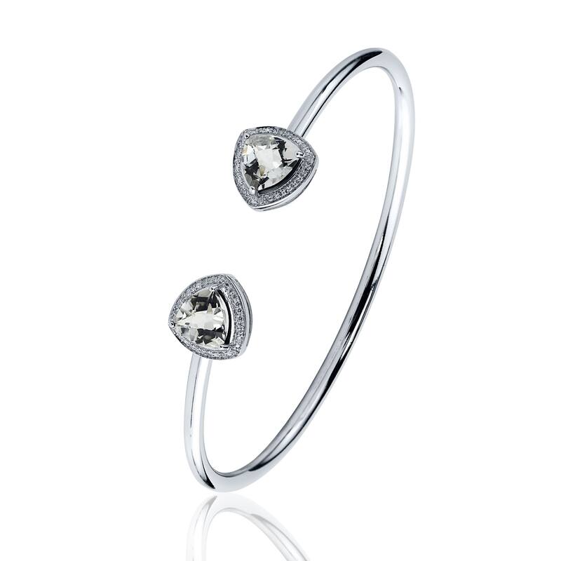 Auriya 3 3/4ct Trillian-Cut White Topaz Gold over Silver Bangle Bracelet with Diamond Accents
