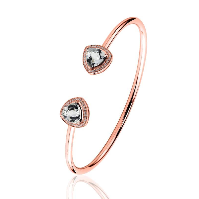 Auriya 3 3/4ct Trillian-Cut White Topaz Gold over Silver Bangle Bracelet with Diamond Accents