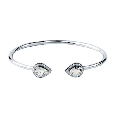 Auriya 2 1/2ct Pear-cut White Topaz Gold over Silver Bangle Bracelet with Diamond Accents